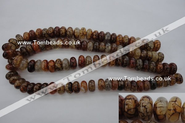 CAG4119 15.5 inches 8*15mm rondelle dragon veins agate beads