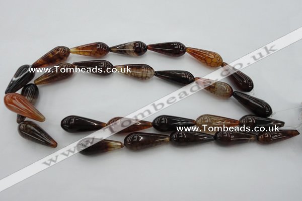 CAG4122 15.5 inches 12*30mm teardrop dragon veins agate beads