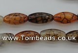 CAG4125 15.5 inches 8*16mm rice dragon veins agate beads