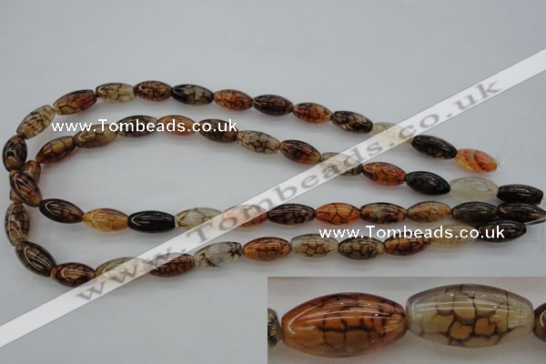 CAG4125 15.5 inches 8*16mm rice dragon veins agate beads