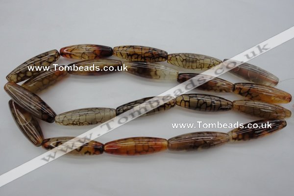 CAG4129 15.5 inches 12*40mm rice dragon veins agate beads