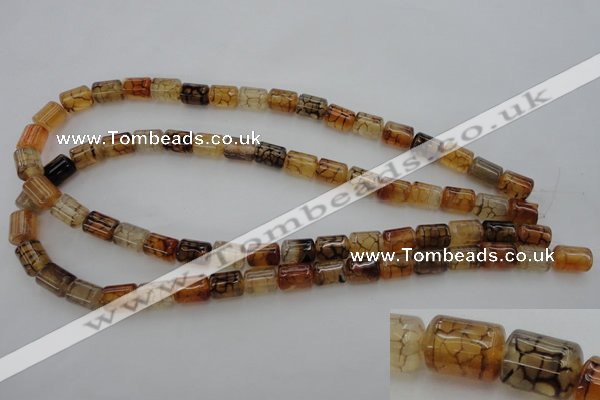 CAG4132 15.5 inches 8*11mm tube dragon veins agate beads