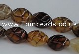 CAG4148 15.5 inches 6*10mm twisted rice dragon veins agate beads