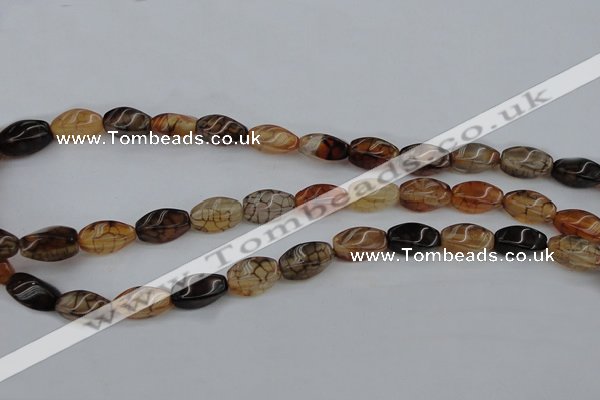 CAG4149 15.5 inches 6*12mm twisted rice dragon veins agate beads