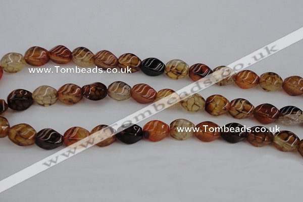 CAG4150 15.5 inches 8*12mm twisted rice dragon veins agate beads