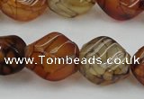 CAG4151 15.5 inches 10*14mm twisted rice dragon veins agate beads