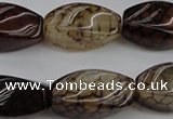 CAG4155 15.5 inches 13*25mm twisted rice dragon veins agate beads