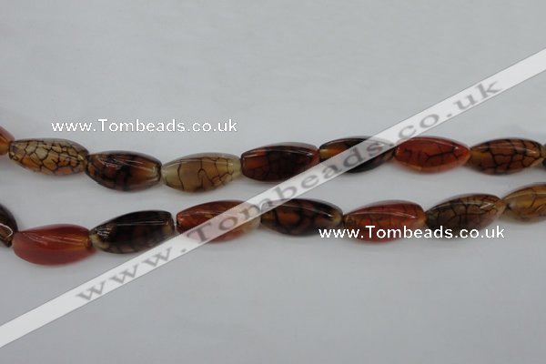 CAG4164 15.5 inches 10*20mm twisted trihedron dragon veins agate beads