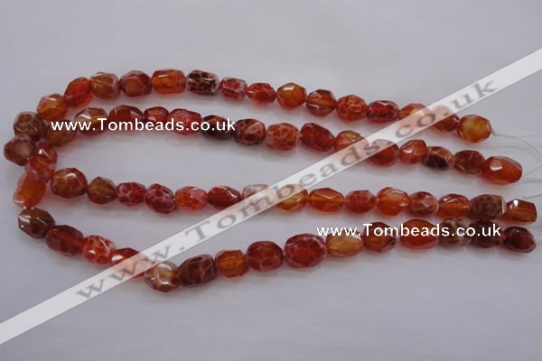 CAG4175 15.5 inches 9*12mm faceted nuggets natural fire agate beads