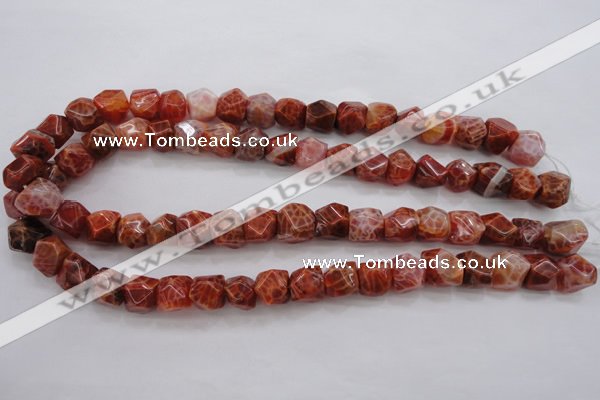 CAG4176 15.5 inches 10*11mm faceted nuggets natural fire agate beads