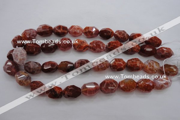 CAG4178 15.5 inches 15*20mm faceted nuggets natural fire agate beads