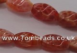 CAG4185 15.5 inches 6*12mm twisted rice natural fire agate beads