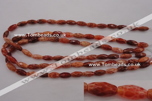 CAG4194 15.5 inches 8*14mm faceted rice natural fire agate beads