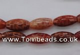 CAG4195 15.5 inches 8*16mm faceted rice natural fire agate beads