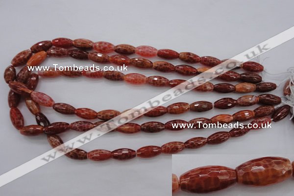 CAG4195 15.5 inches 8*16mm faceted rice natural fire agate beads