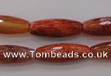 CAG4196 15.5 inches 9*25mm faceted rice natural fire agate beads