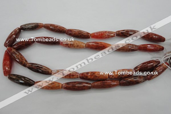 CAG4197 15.5 inches 10*30mm faceted rice natural fire agate beads