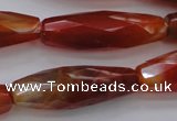 CAG4198 15.5 inches 12*35mm faceted rice natural fire agate beads