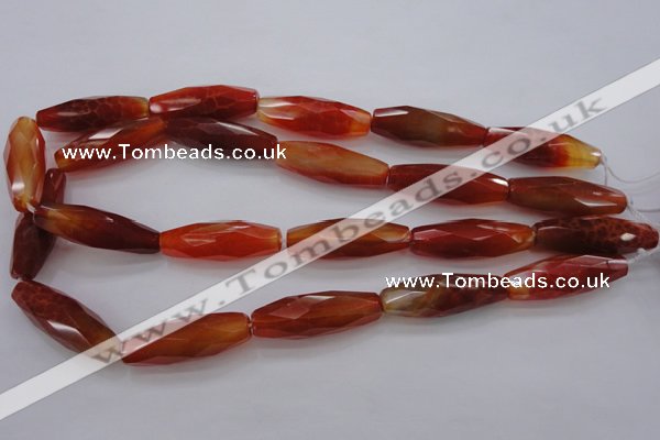 CAG4198 15.5 inches 12*35mm faceted rice natural fire agate beads