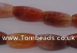 CAG4199 15.5 inches 7*14mm twisted trihedron natural fire agate beads