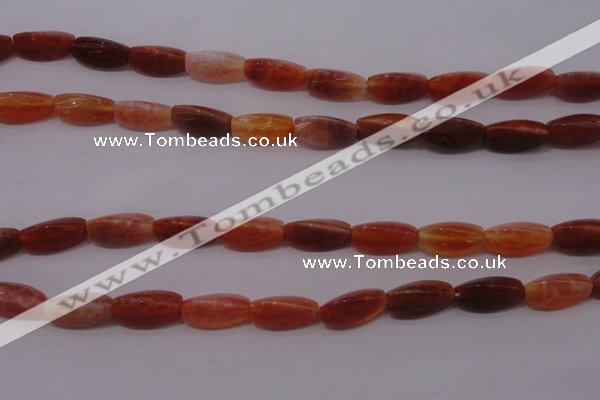 CAG4199 15.5 inches 7*14mm twisted trihedron natural fire agate beads