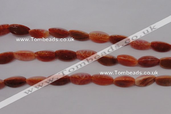 CAG4200 15.5 inches 8*16mm twisted trihedron natural fire agate beads