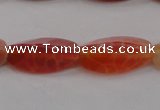 CAG4201 7*14mm faceted & twisted trihedron natural fire agate beads