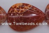 CAG4222 15.5 inches 30*40mm flat teardrop natural fire agate beads