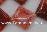 CAG4235 15.5 inches 20*20mm diamond natural fire agate beads