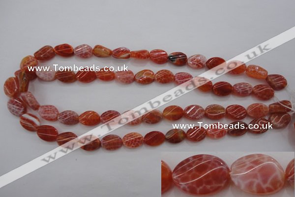 CAG4238 15.5 inches 10*14mm twisted oval natural fire agate beads