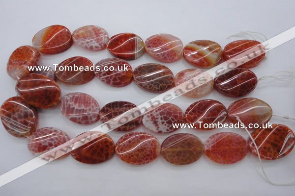 CAG4240 15.5 inches 22*30mm twisted oval natural fire agate beads