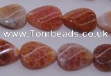 CAG4245 15.5 inches 13*18mm twisted flat teardrop natural fire agate beads