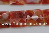 CAG4253 15.5 inches 18*18mm faceted square natural fire agate beads