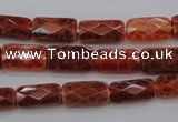 CAG4255 15.5 inches 7*14mm faceted square natural fire agate beads