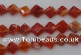 CAG4260 15.5 inches 6*6mm faceted diamond natural fire agate beads