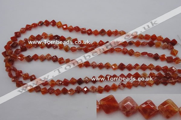 CAG4260 15.5 inches 6*6mm faceted diamond natural fire agate beads