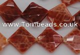 CAG4263 15.5 inches 14*14mm faceted diamond natural fire agate beads