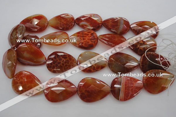 CAG4276 15.5 inches 25*35mm faceted flat teardrop natural fire agate beads