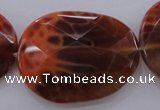 CAG4280 15.5 inches 28*39mm faceted freeform natural fire agate beads