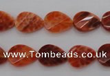 CAG4282 10*14mm faceted & twisted teardrop natural fire agate beads