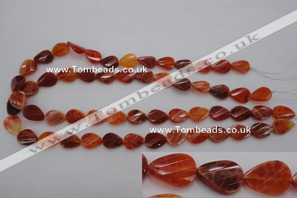 CAG4282 10*14mm faceted & twisted teardrop natural fire agate beads