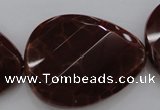 CAG4285 30*40mm faceted & twisted teardrop natural fire agate beads