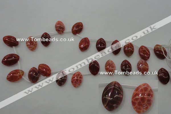 CAG4295 Top-drilled 12*18mm marquise natural fire agate beads