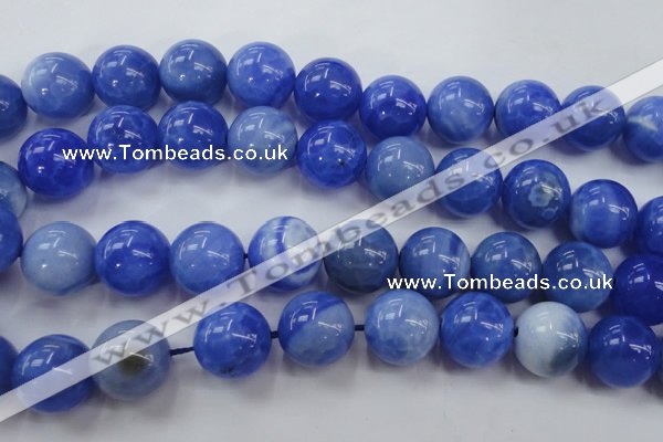 CAG4305 15.5 inches 14mm round dyed blue fire agate beads