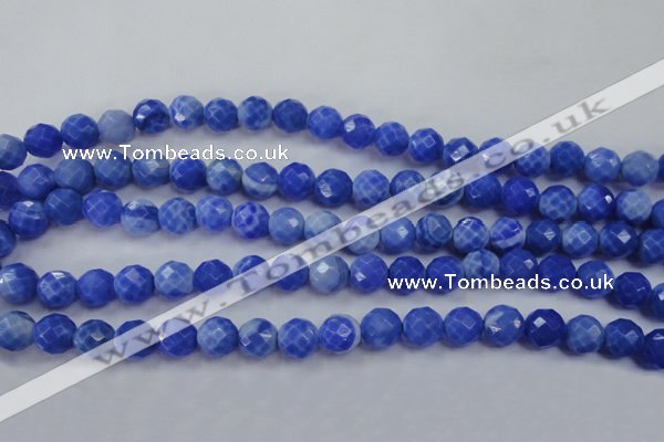 CAG4312 15.5 inches 8mm faceted round dyed blue fire agate beads