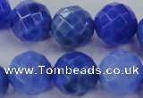 CAG4314 15.5 inches 12mm faceted round dyed blue fire agate beads