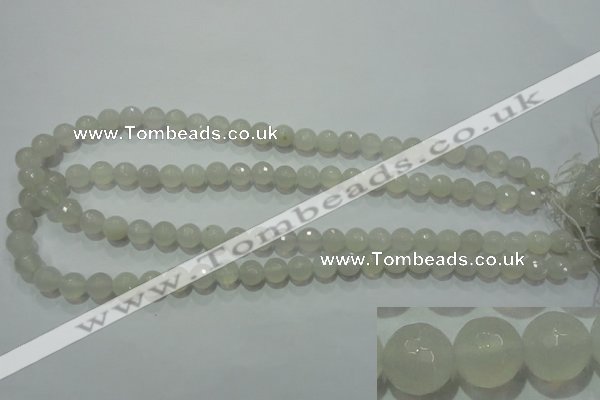 CAG4350 15.5 inches 8mm faceted round white agate beads wholesale