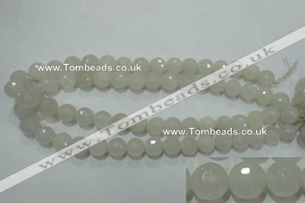 CAG4352 15.5 inches 12mm faceted round white agate beads wholesale