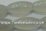 CAG4355 15.5 inches 15*30mm rice white agate beads wholesale