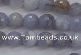 CAG4361 15.5 inches 6mm faceted round blue lace agate beads